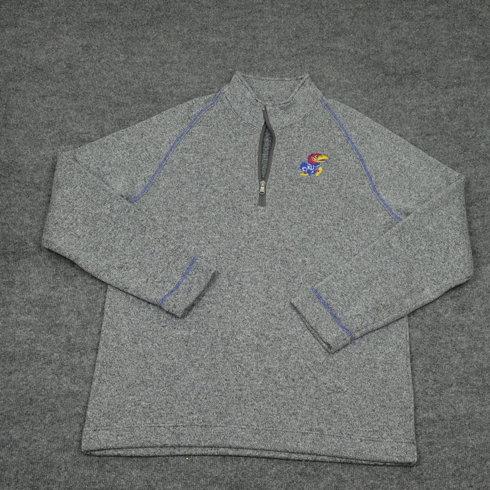 Kansas Jayhawks Champion Shirt Men Medium Grey Quarter Zip NCAA Pullover